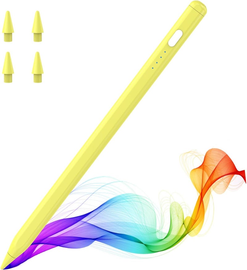 MoKo Pencil for iPad (A16) 11th 10th Gen, Stylus Pen for 2018-2025 Apple iPad 11/10/9/8/7/6/A16, Mini 7/6/5, Air M3/M2 11"/13"/5/4/3, Pro M4 13"/12.9"/11" Tilt Sensitivity, USB-C Fast Charging, Yellow - Image 1